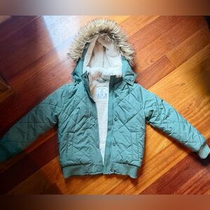 Abercrombie Kids Fur-Lined Puffer Coat – Green